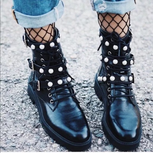 biker boots pearls